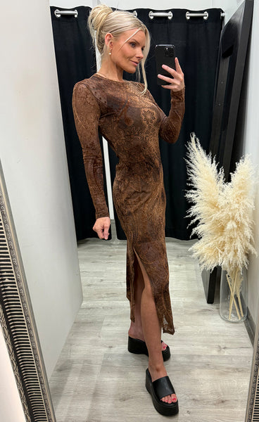 Beata dress 10771 - coffee