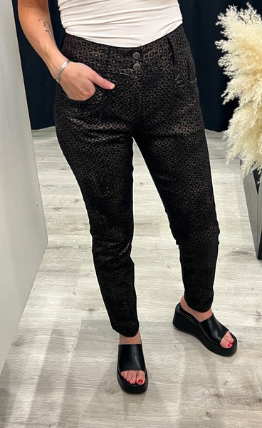Stacia curved pants - black printed