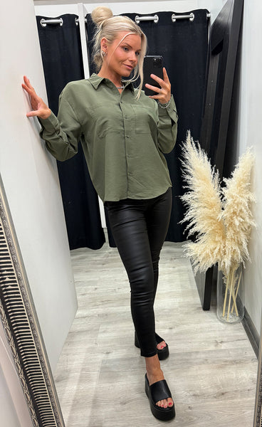 FRANSA Gala shirt 1 - dusty olive
