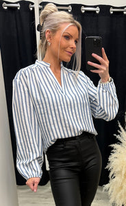 Giril blouse - faded denim striped