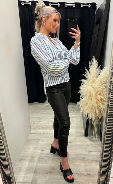 Giril blouse - faded denim striped