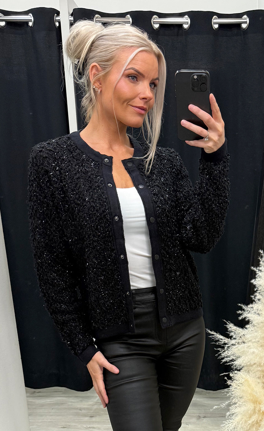Riley glitter cardigan - black