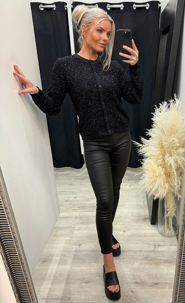 Riley glitter cardigan - black