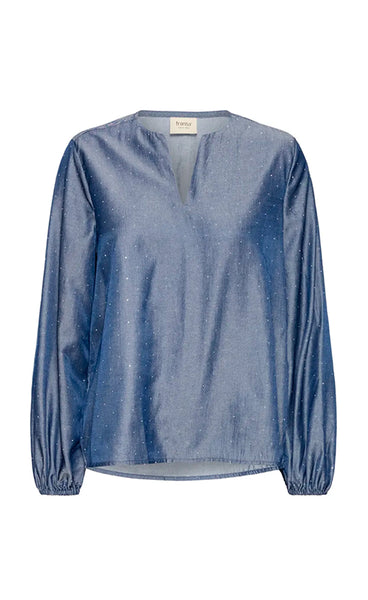 Yukka rhinestone blouse 1 - denim blue