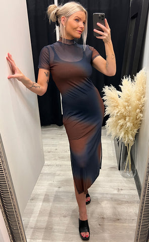 Vivian mesh dress - coffee