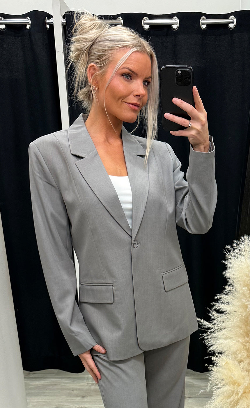 Fava long blazer - grey melange