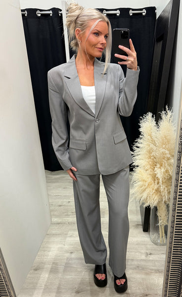 Fava long blazer - grey melange