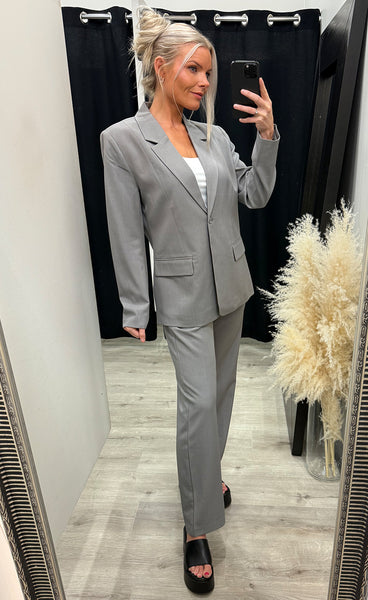 Fava long blazer - grey melange