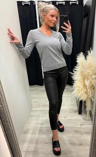 Luls v-neck pullover - light grey melange