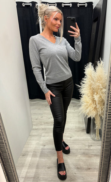 Luls v-neck pullover - light grey melange