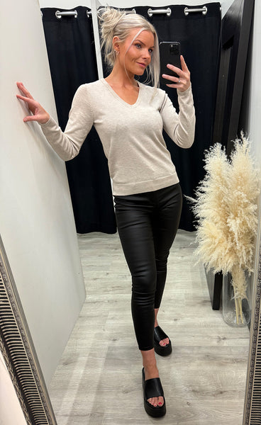 Luls v-neck pullover - oatmeal melange