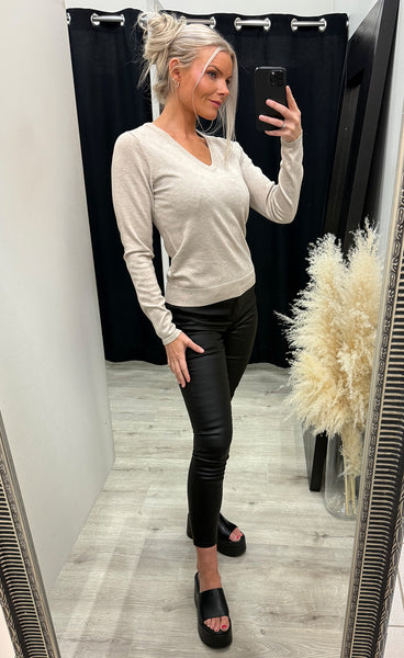 Luls v-neck pullover - oatmeal melange