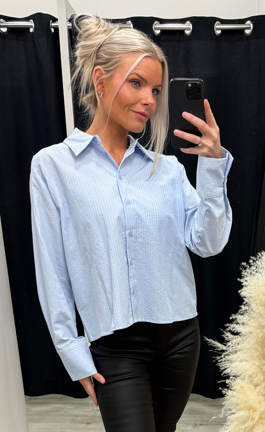 Rina glitter shirt 1 - heather blue stripe
