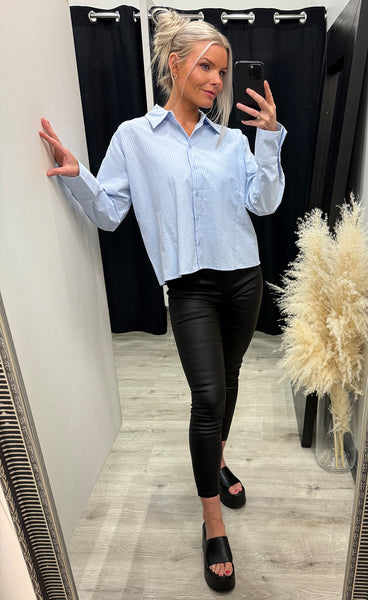 Rina glitter shirt 1 - heather blue stripe