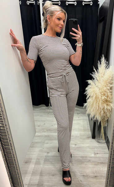 Natalia top - brown creme stripe