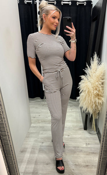 Natalia top - brown creme stripe