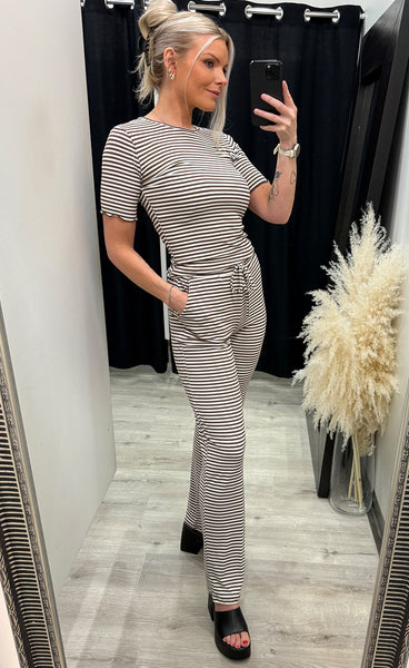 Natalia top - brown creme stripe