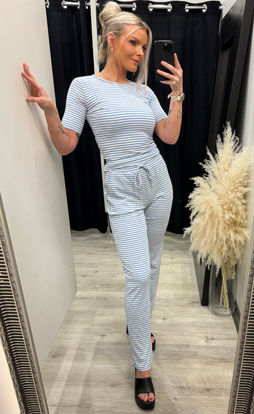 Natalia top - light blue white stripe