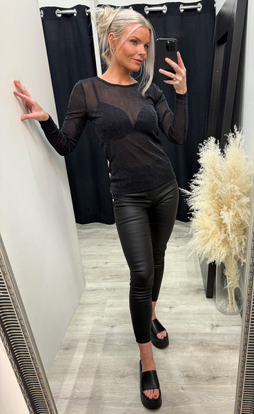 Mesh tee 3 - black glitter