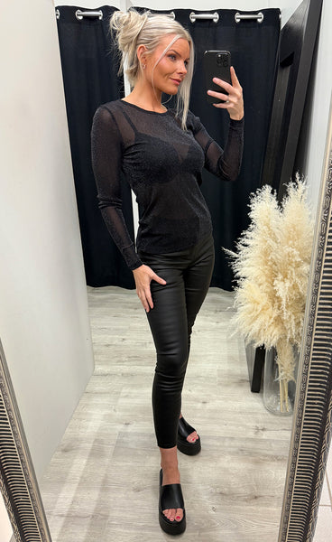 Mesh tee 3 - black glitter