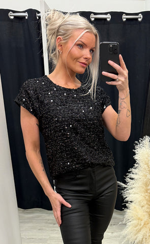 Charlotta glitter top 1 - black