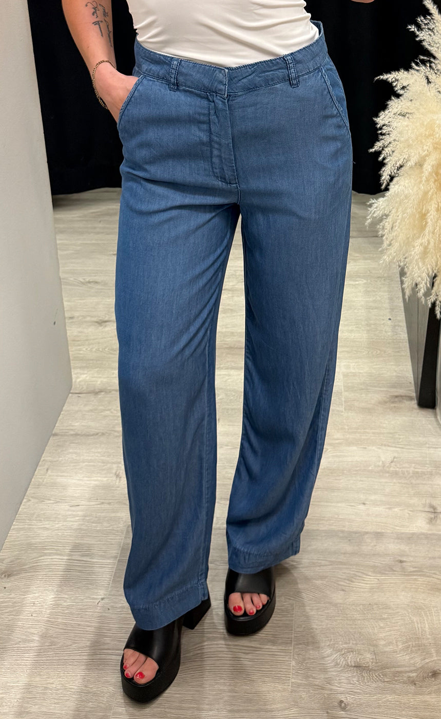 Gaja HW wide leg pants - medium blue denim