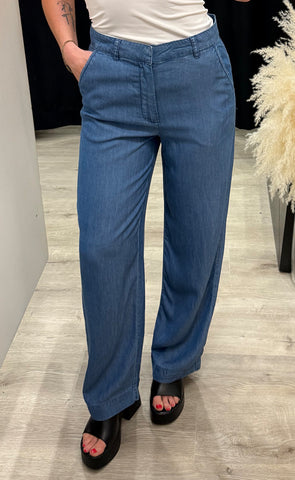 Gaja HW wide leg pants - medium blue denim