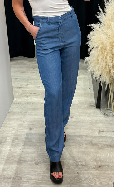 Gaja HW wide leg pants - medium blue denim