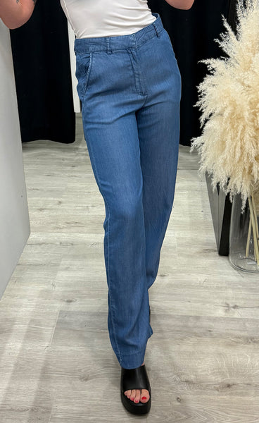 Gaja HW wide leg pants - medium blue denim