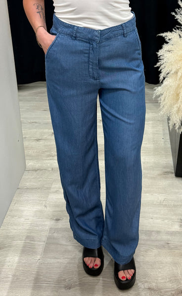 Gaja HW wide leg pants - medium blue denim