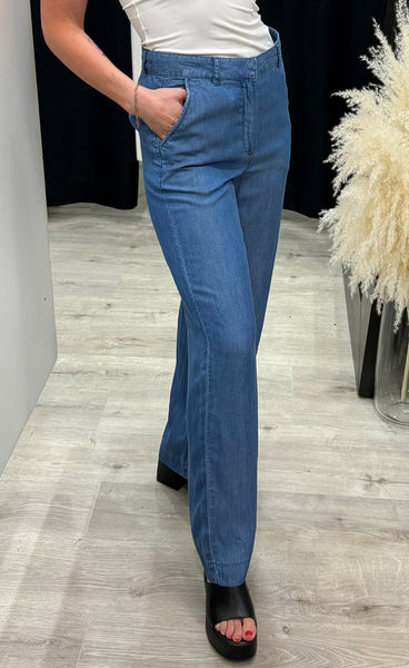 Gaja HW wide leg pants - medium blue denim