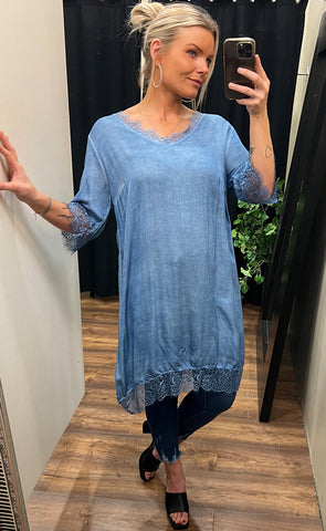 CENTRO blúndukjóll - marina blue