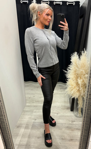 Luls o-neck cardigan - light grey melange