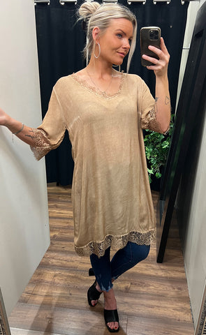 CENTRO blúndukjóll - golden sand