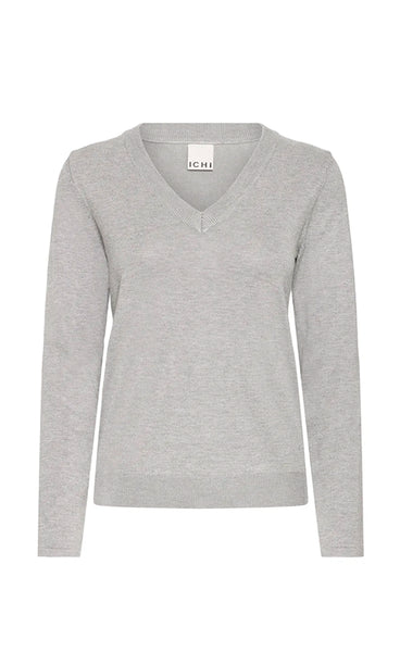 Luls v-neck pullover - light grey melange
