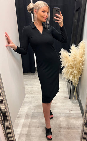 Henley dress - black