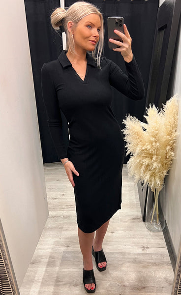 Henley dress - black
