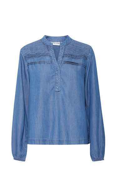 Gaja LS blouse - medium blue denim