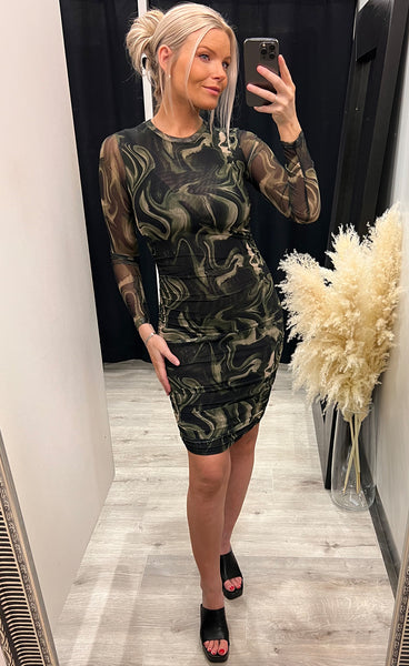 Hailey dress - green marble