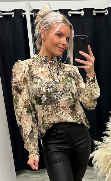 Elza blouse - flower khaki