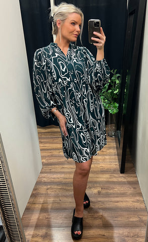 Telena rikkelie dress - pine abstract
