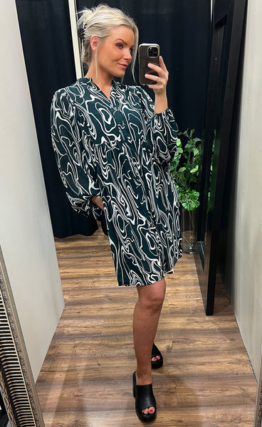 Telena rikkelie dress - pine abstract