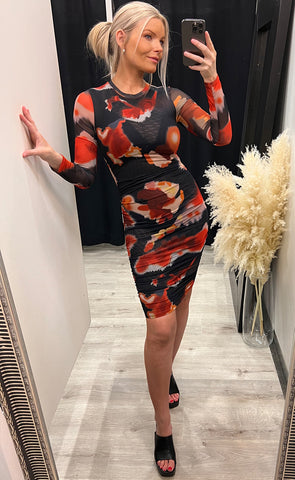 Hailey dress - orange swirl