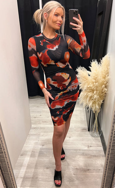 Hailey dress - orange swirl