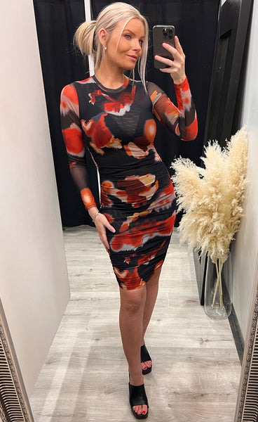Hailey dress - orange swirl