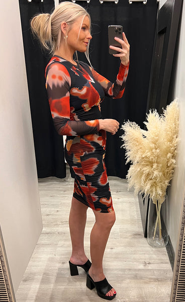Hailey dress - orange swirl