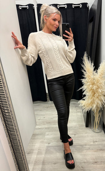 PULZ Darin cable pullover - birch