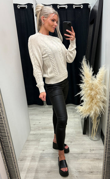PULZ Darin cable pullover - birch