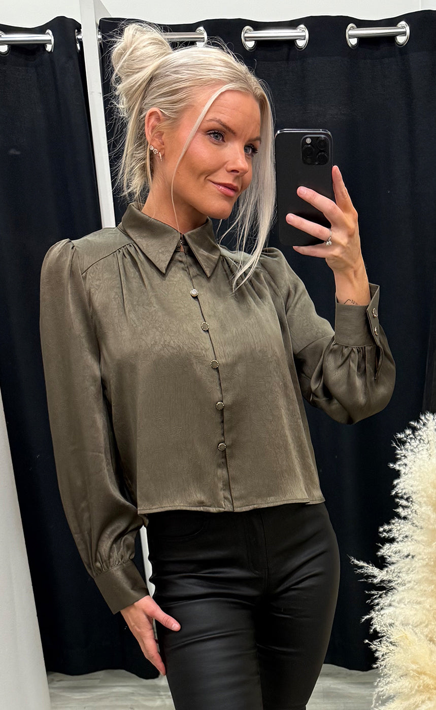 Juliet satin blouse 357 - khaki