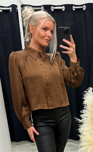 Juliet satin blouse 357 - coffee